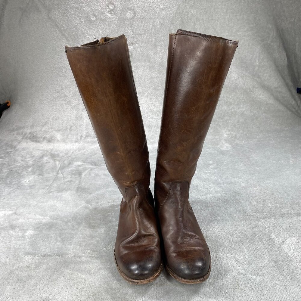 Frye Melissa Riding Boots Womens 8B Brown Leather Stud Back Zip - Picture 5 of 10